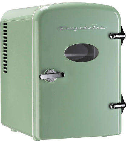 Frigidaire Retro Mini Fridge Cooler, 4L Capacity Chills 6 12oz Cans, 100% Freon-Free & Eco Friendly, Portable Fridge for Car, Office, Bedroom, Dorm Room, or Cabin - 9.84"D x 7.09"W x 10.35"H (Pink)
