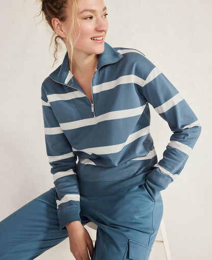 Haven Well Within Organic Cotton Interlock Striped Quarter Zip