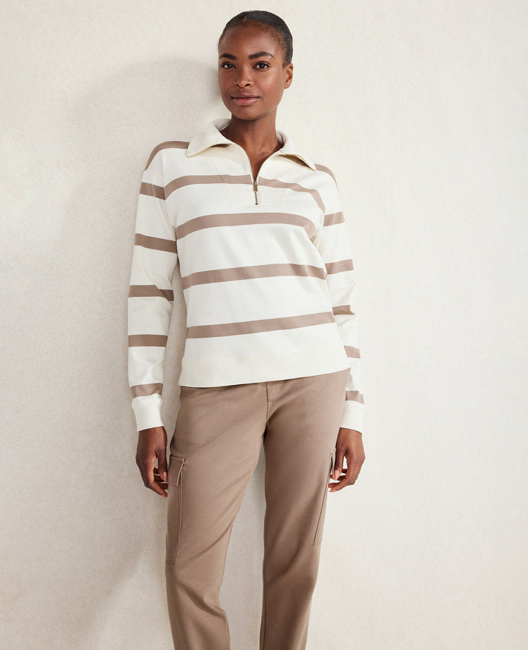 Haven Well Within Organic Cotton Interlock Striped Quarter Zip