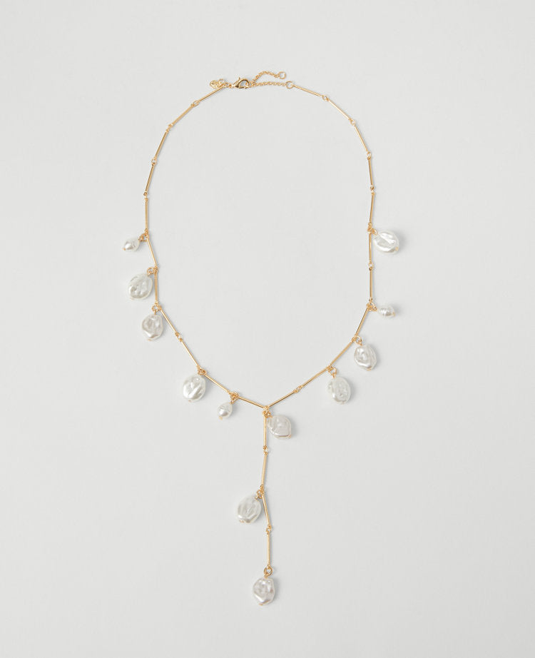 Pearlized Lariat Necklace