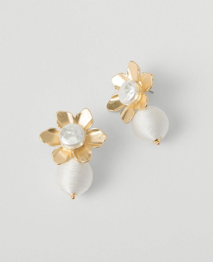 Pearlized Metal Flower Earrings