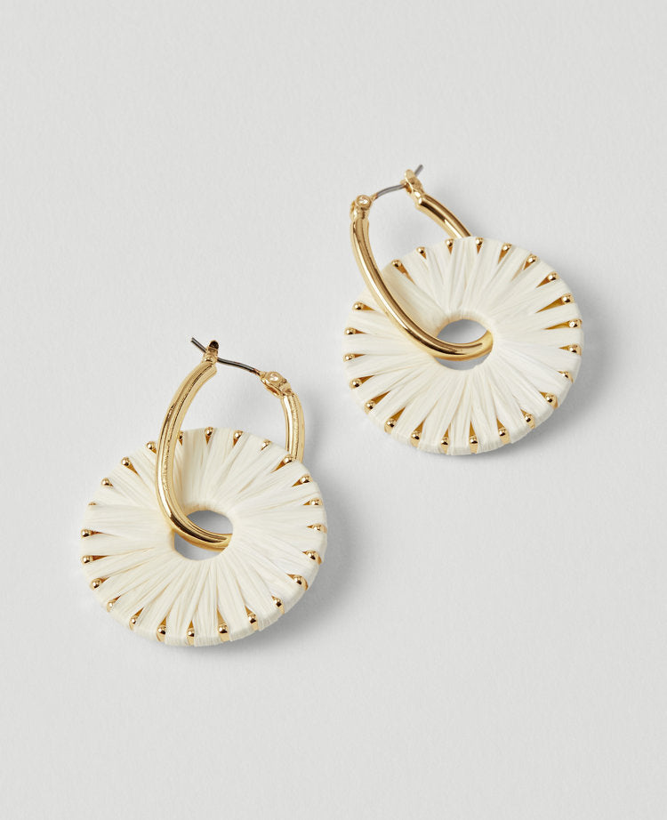 Straw Wrapped Circle Drop Earrings
