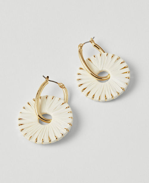 Straw Wrapped Circle Drop Earrings
