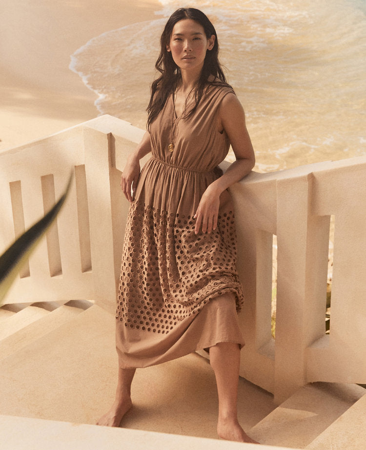 Haven Well Within Organic Cotton Honeycomb Eyelet Midi Dress