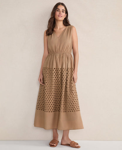 Haven Well Within Organic Cotton Honeycomb Eyelet Midi Dress