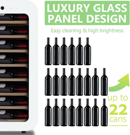 Kalamera 24 inch Wine Cooler, 46 Bottle - Dual Zone Built-in or Freestanding Fridge with Stainless Steel Reversible Glass Door, for Home, Kitchen, or Office.