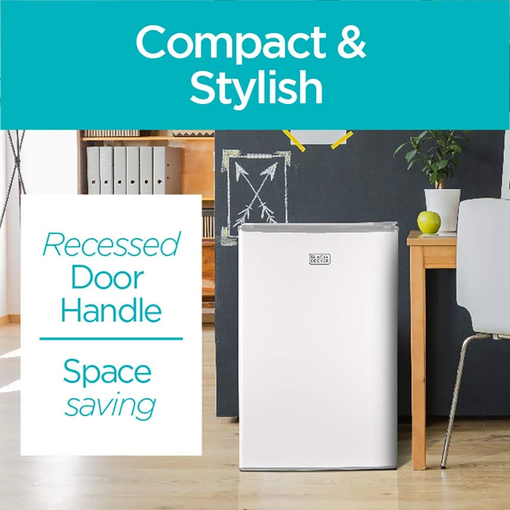 BLACK+DECKER BCRK17B Compact Refrigerator Energy Star Single Door Mini Fridge with Freezer, 1.7 Cubic Feet, Black