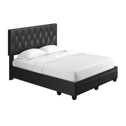 Verona Faux Leather Upholstered Tufted Platform Storage Bed Frame - Black
