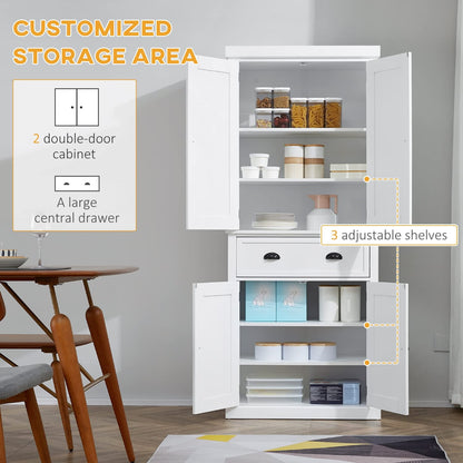 HOMCOM 72" Traditional Freestanding Kitchen Pantry Cupboard with 2 Cabinet