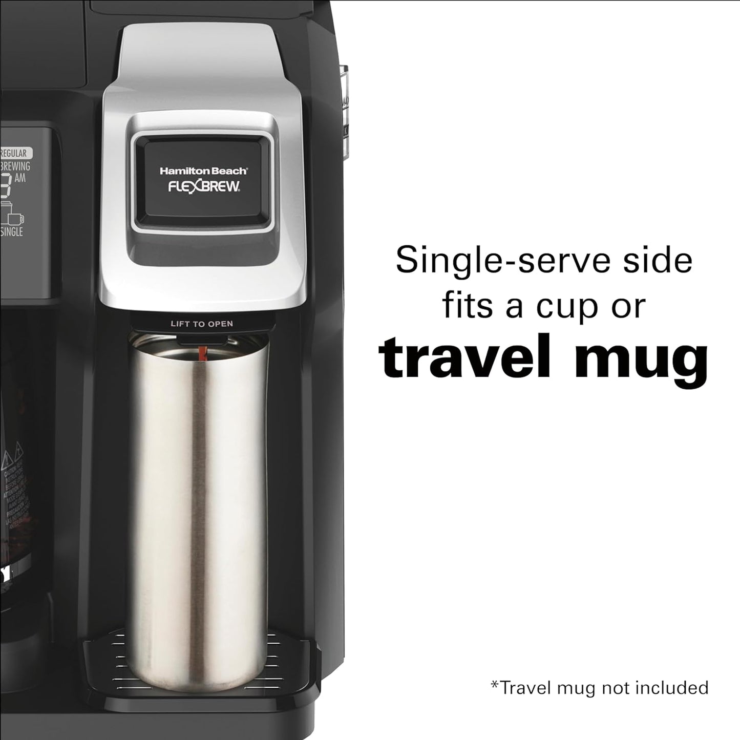 Hamilton Beach FlexBrew Trio 2-Way Coffee Maker, Compatible with K-Cup Pods or Grounds, Combo, Single Serve & Full 12c Pot, Black - Fast Brewing (49902)