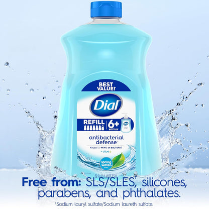 Dial Antibacterial Liquid Hand Soap Refill, Spring Water, 52 fl oz Pack of 3