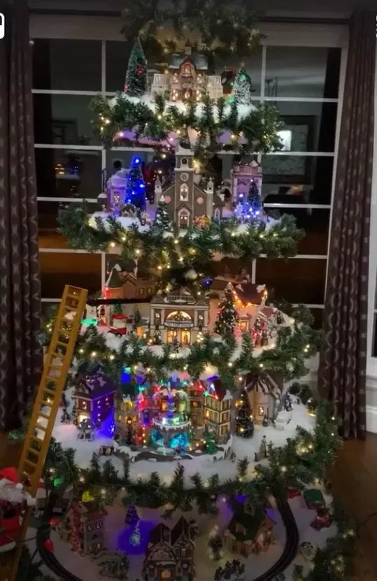 🎅Ferris Wheel Christmas Tree (With A Train, A Ferris Wheel, A Brightly Lit House And A Santa)🎄