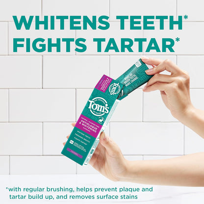 Tom's of Maine Fluoride-Free Antiplaque & Whitening Natural Toothpaste, Peppermint, 5.5 oz. (Pack of 2)