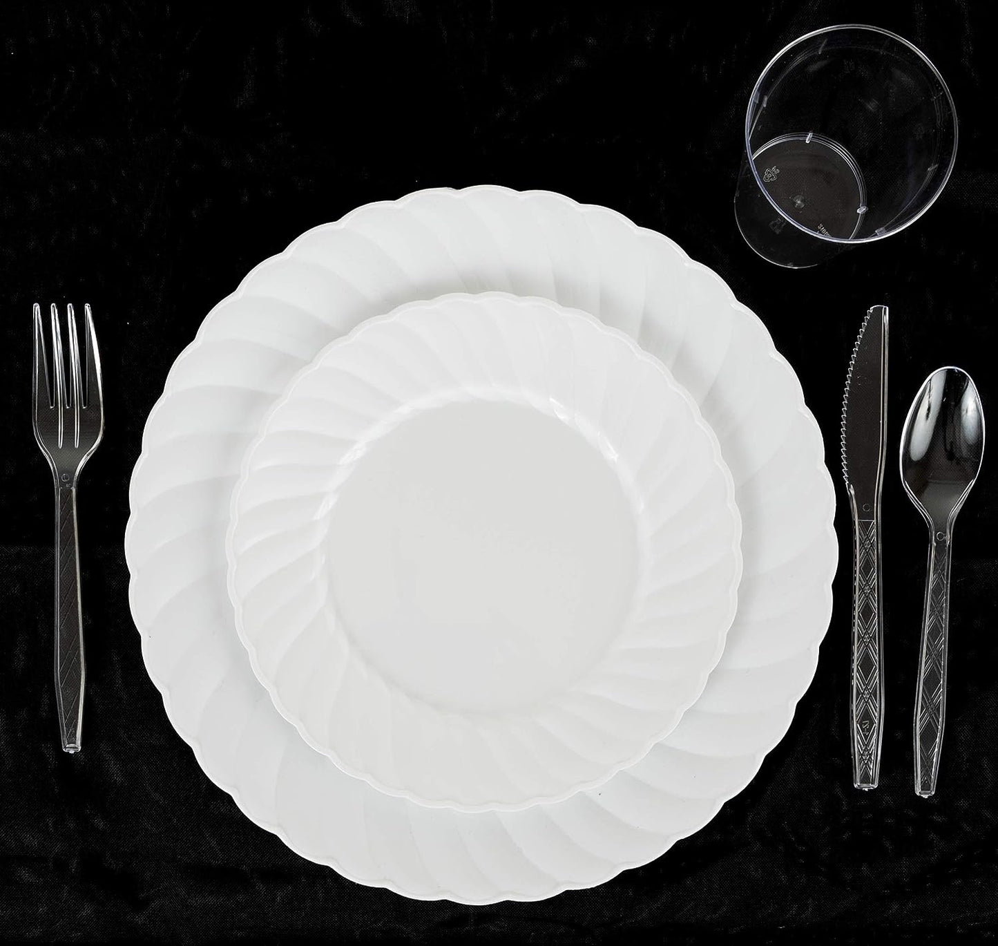 Party Bargains Disposable Cutlery set, SAPPHIRE Design, Clear Color, 360 Pieces: 180 Forks, 120 Spoons, 60 Knives