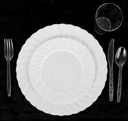 Party Bargains Disposable Cutlery set, SAPPHIRE Design, Clear Color, 360 Pieces: 180 Forks, 120 Spoons, 60 Knives