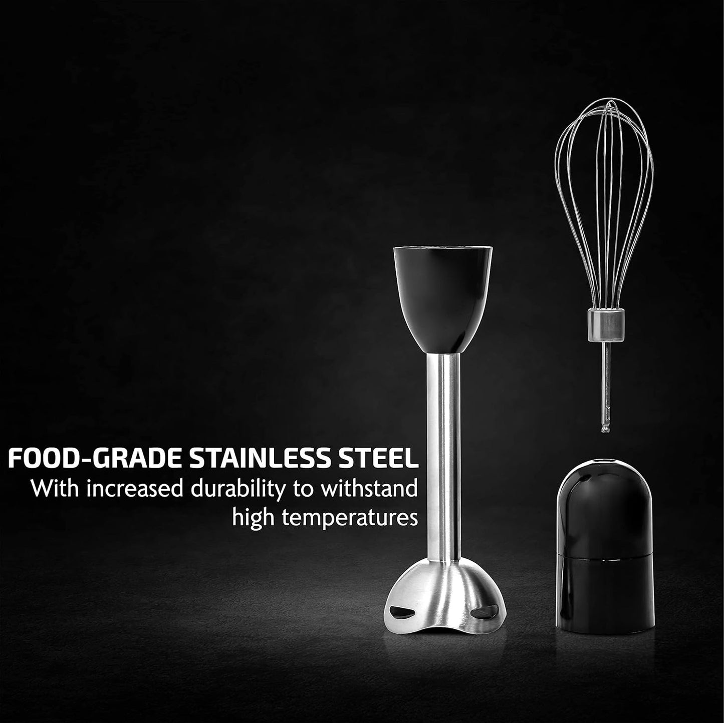 OVENTE Electric Immersion Hand Blender 300 Watt 2 Mixing Speed with Stainless Steel Blades, Powerful Portable Easy Control Grip Stick Mixer Perfect for Smoothies, Puree Baby Food & Soup, Black HS560B