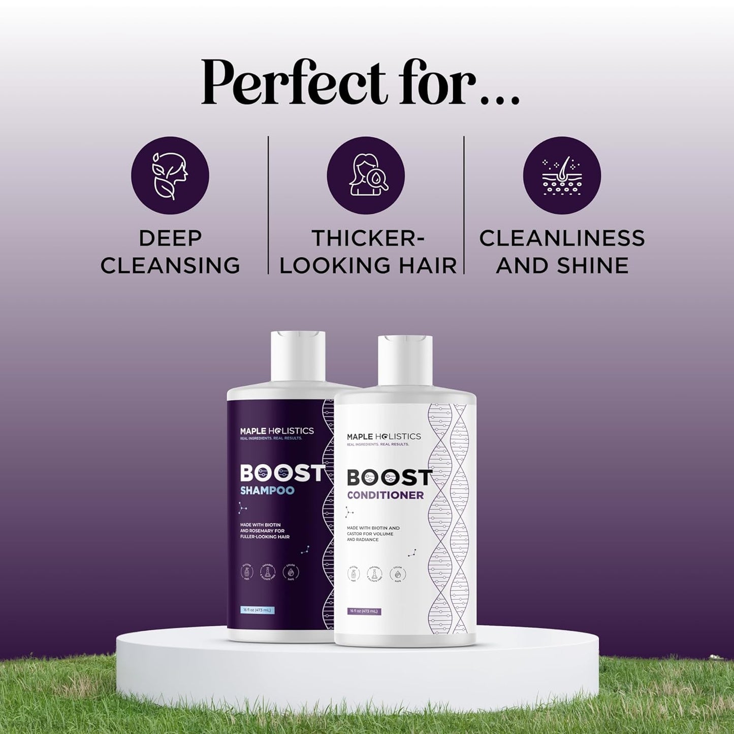 Volumizing Biotin Shampoo and Conditioner Set - Sulfate Free Shampoo and Conditioner for Dry Damaged Hair Care - Thinning Hair Shampoo and Conditioner with Nourishing Biotin and Rosemary Oil (8oz)