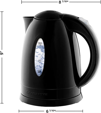 OVENTE Electric Kettle, Hot Water, Heater 1.7 Liter - BPA Free Fast Boiling Cordless Water Warmer - Auto Shut Off Instant Water Boiler for Coffee & Tea Pot - White KP72W