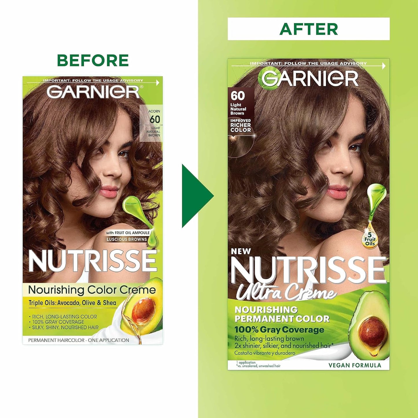 Garnier Hair Color Nutrisse Nourishing Creme, 40 Dark Brown (Dark Chocolate) Permanent Hair Dye, 1 Count (Packaging May Vary)