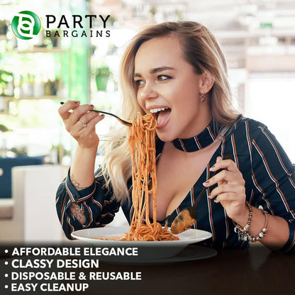 Party Bargains Disposable Cutlery set, SAPPHIRE Design, Clear Color, 360 Pieces: 180 Forks, 120 Spoons, 60 Knives