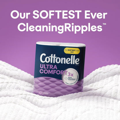 Cottonelle Ultra Comfort Toilet Paper with Cushiony CleaningRipples Texture, 24 Family Mega Rolls (24 Family Mega Rolls = 108 Regular Rolls) (4 Packs of 6), 296 Sheets per Roll, Packaging May Vary
