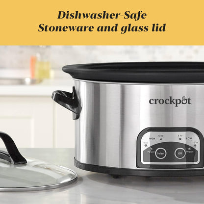 Crock-Pot Large 8-Quart Programmable Slow Cooker with Auto Warm Setting, Black Stainless Steel (Pack of 1)