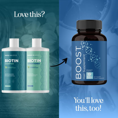 Volumizing Biotin Shampoo and Conditioner Set - Sulfate Free Shampoo and Conditioner for Dry Damaged Hair Care - Thinning Hair Shampoo and Conditioner with Nourishing Biotin and Rosemary Oil (8oz)