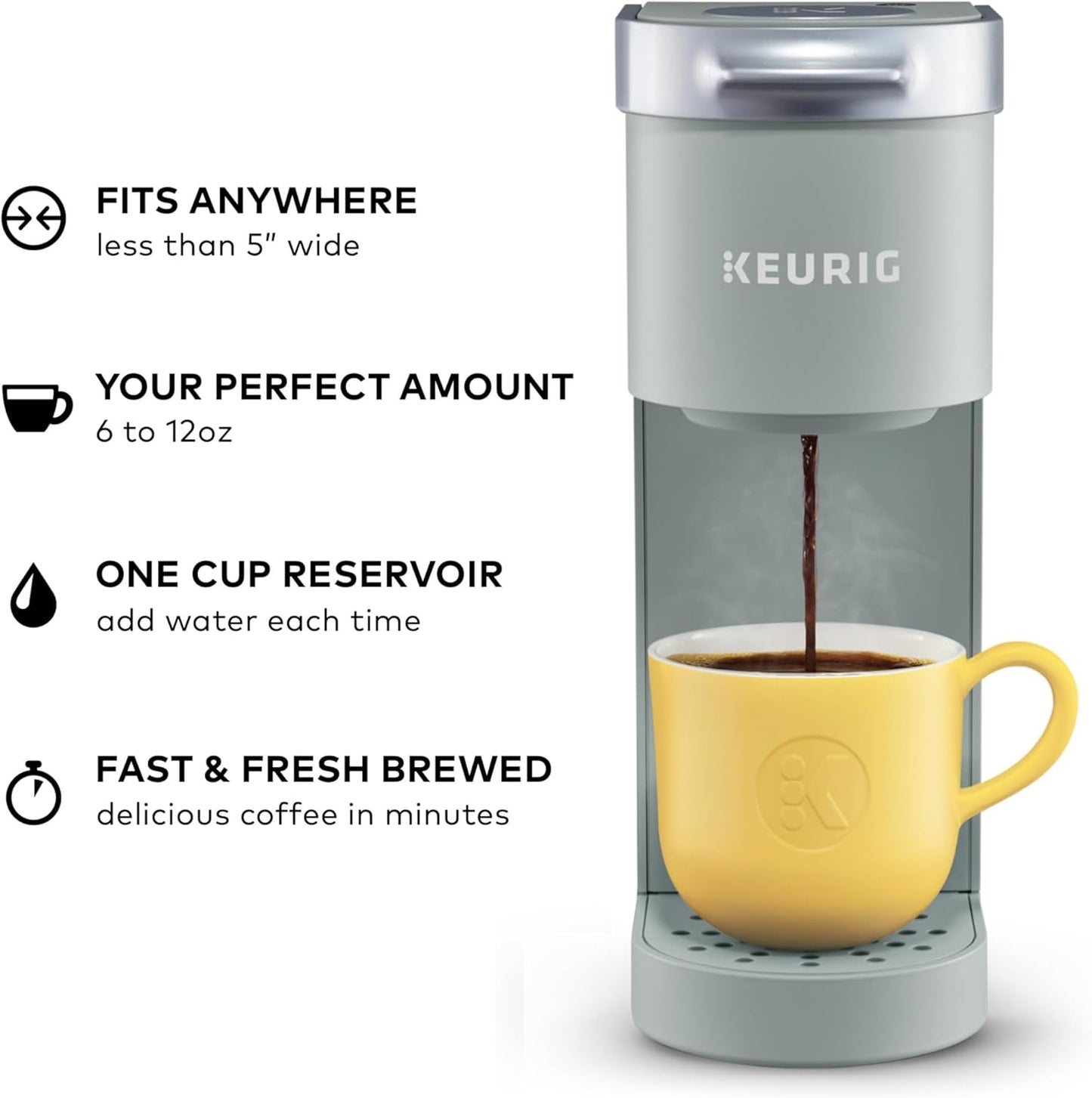 Keurig K-Mini Single Serve K-Cup Pod Coffee Maker, 6 to 12oz Brew size, with Cord Storage, Perfect for Small Spaces, Black