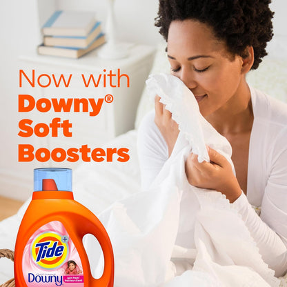 Tide plus Downy Liquid Laundry Detergent Soap, April Fresh Scent, HE Compatible, 94 Loads, 132 fl oz