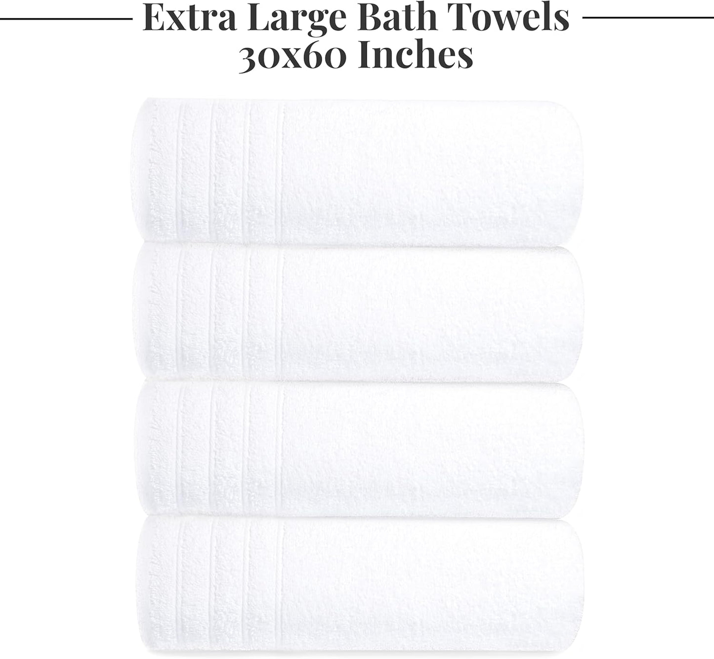 Tens Towels Extra Large Bath Towels 30 x 60 Inches, 100% Cotton, Larger & Lighter, Quicker to Dry, Lighter Weight, Super Soft and Absorbent, Perfect Bathroom Towels