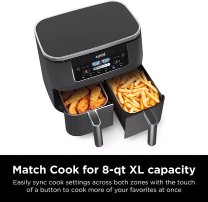 Ninja Air Fryer, Thermometer, Roast, Bake, Air Fry, Crisps, Broil, Reheats, Keep Warm, 10-in-1, Fries, Frozen Food, Veggies, and Meat, Quick Meals, Healthy Meals, Less Oil, 10 QT, Grey, DZ550
