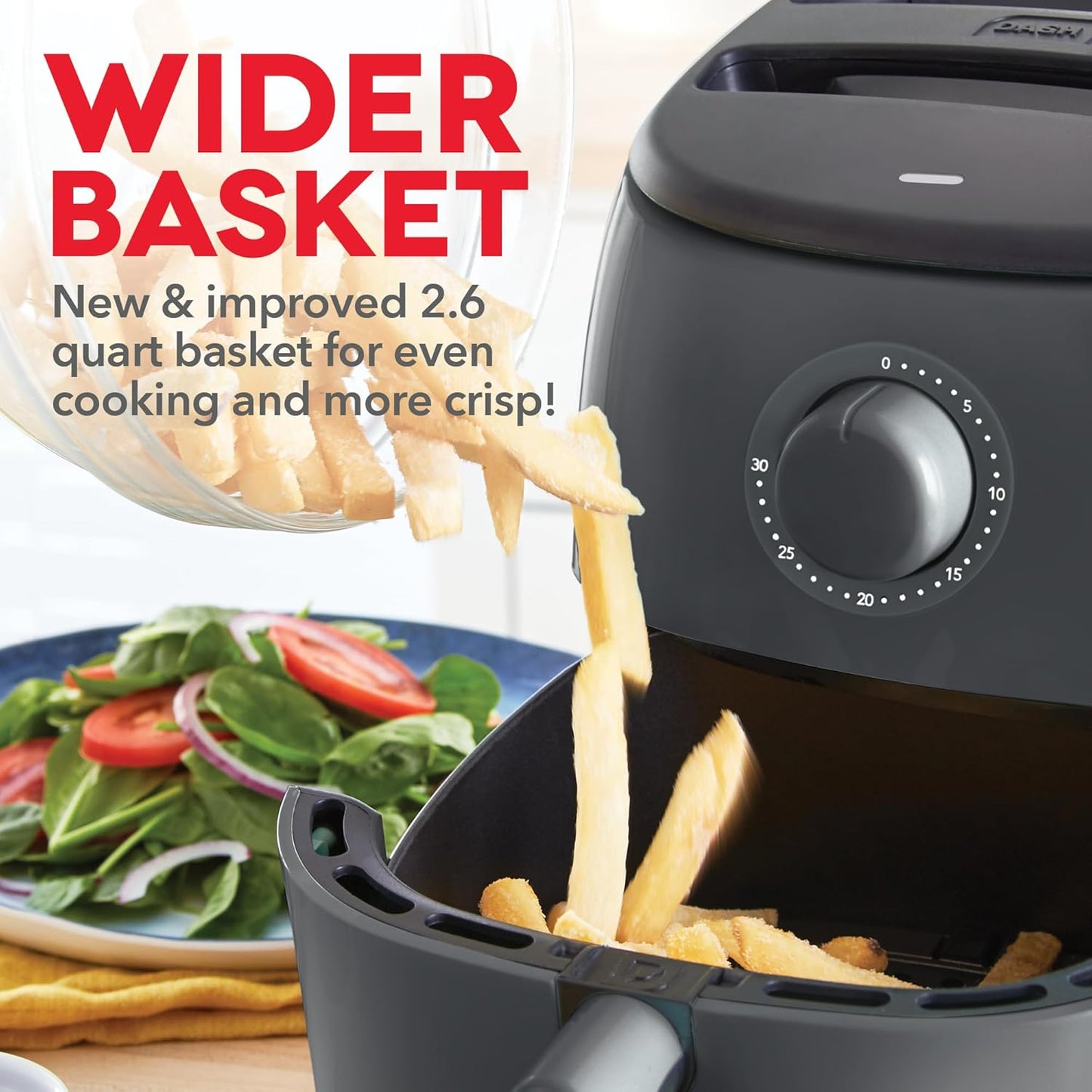 DASH Tasti-Crisp™ Electric Air Fryer Oven, 2.6 Qt., Aqua – Compact Air Fryer for Healthier Food in Minutes, Ideal for Small Spaces - Auto Shut Off, Analog, 1000-Watt