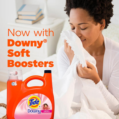 Tide plus Downy Liquid Laundry Detergent Soap, April Fresh Scent, HE Compatible, 94 Loads, 132 fl oz