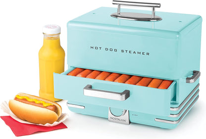 Nostalgia Extra Large Diner-Style Coca-Cola Hot Dog Steamer and Bun Warmer, 24 Hot Dog and 12 Bun Capacity, Steam Bratwursts, Sausages, Vegetables, Fish, Dumplings, Red