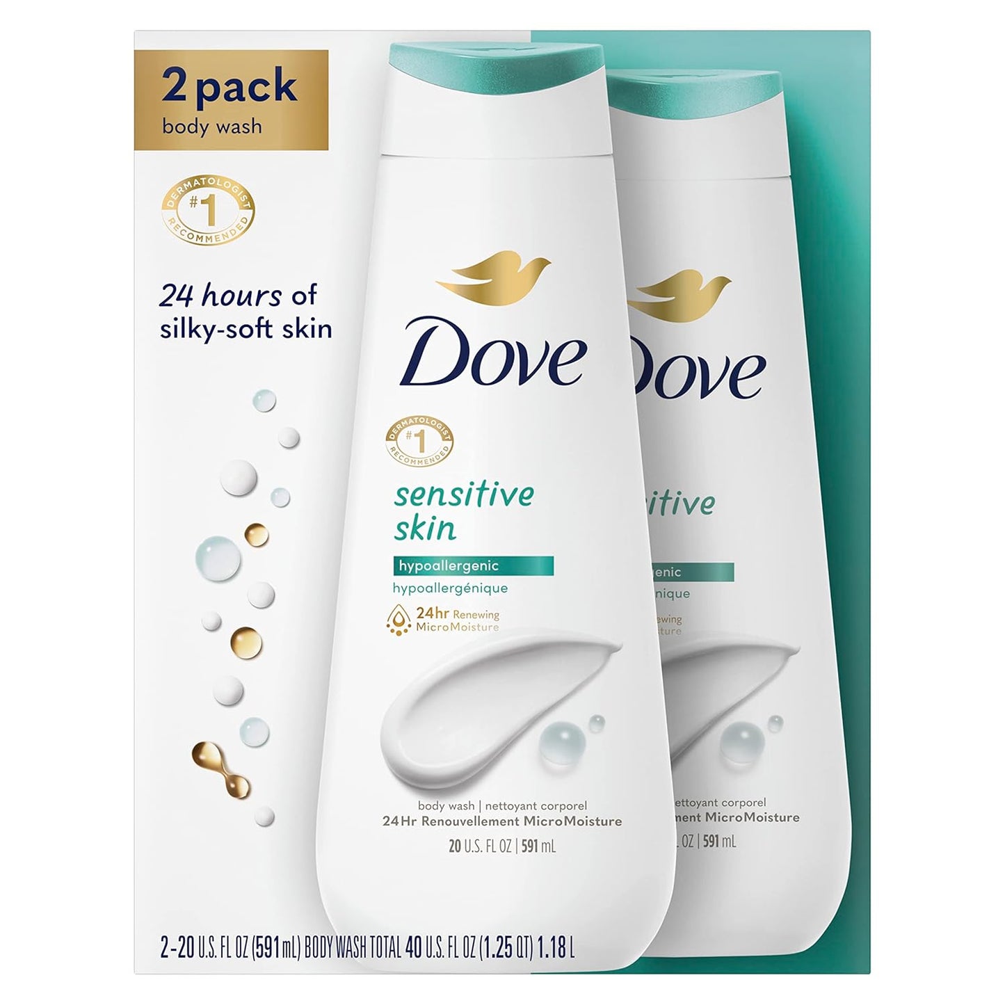 Dove Hypoallergenic Body Wash To Moisturize Sensitive Skin Body Wash For Sensitive Skin Sulfate And Paraben Free 34oz