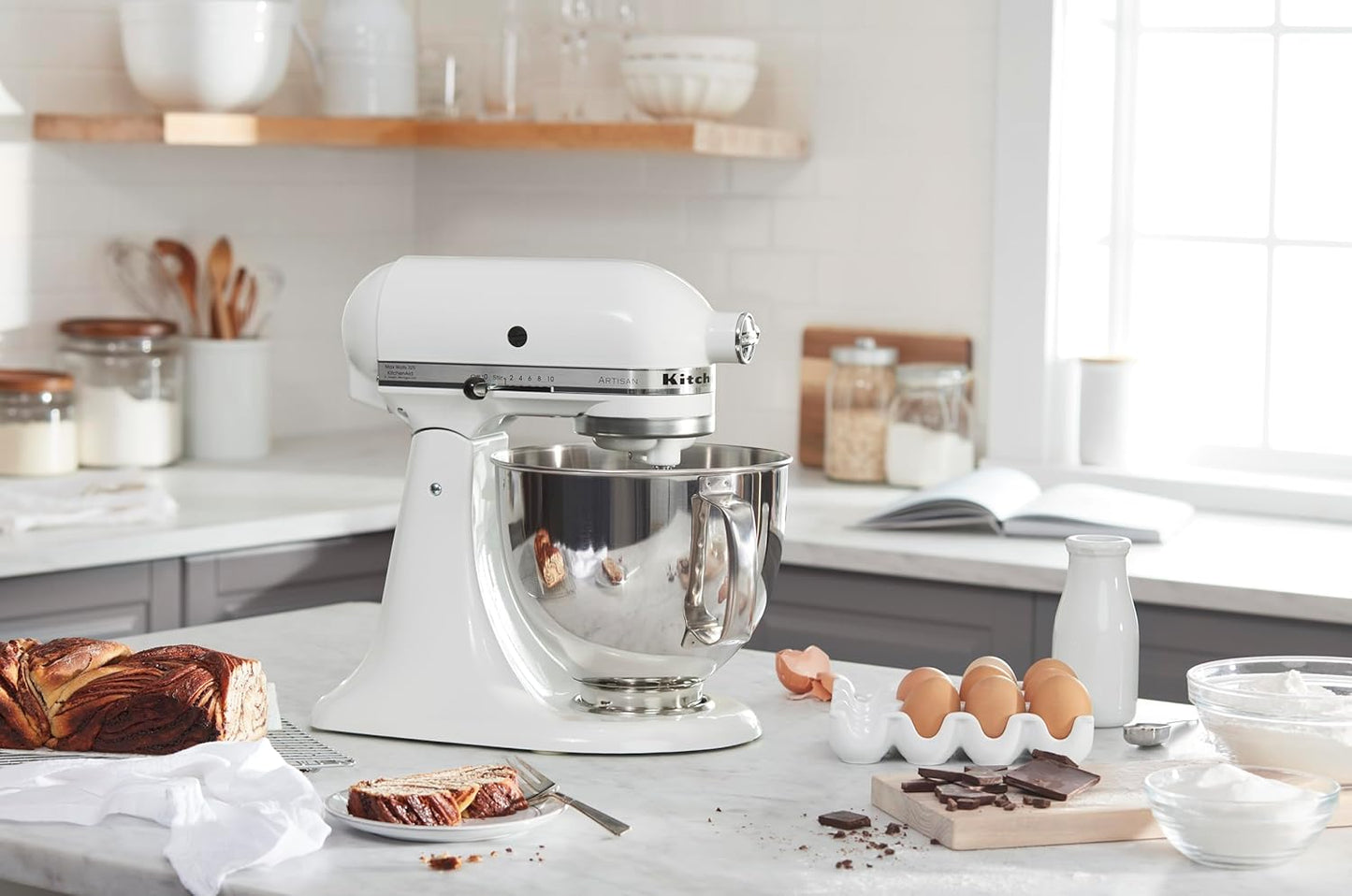 KitchenAid Artisan Series 5 Quart Tilt Head Stand Mixer with Pouring Shield KSM150PS, Removable bowl, Aqua Sky