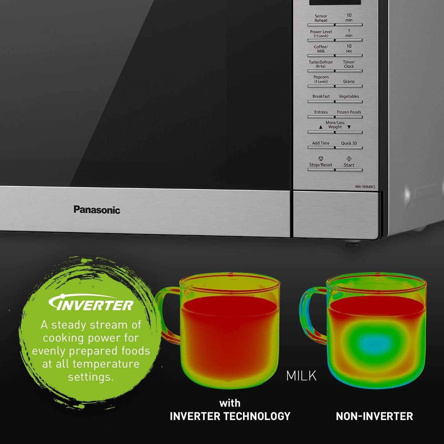 Panasonic Microwave Oven NN-SN686S Stainless Steel Countertop/Built-In with Inverter Technology and Genius Sensor, 1.2 Cubic Foot, 1200W