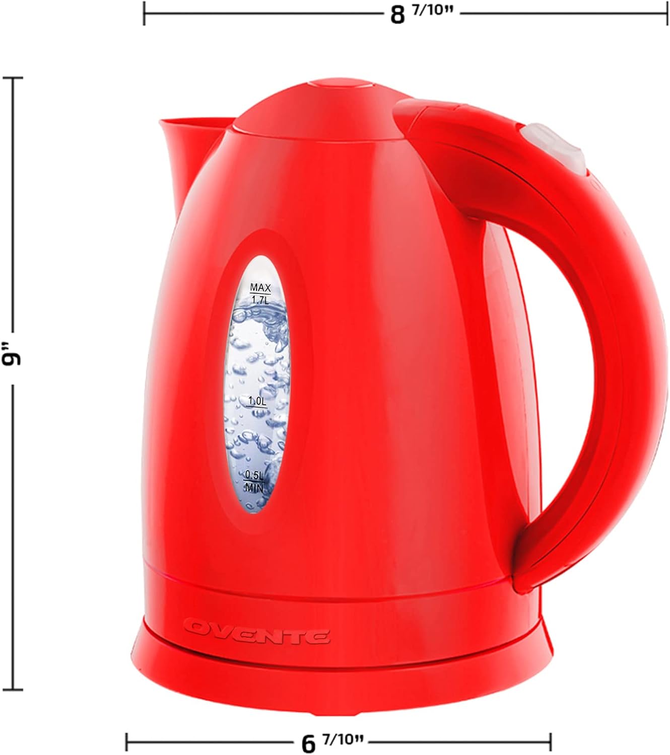 OVENTE Electric Kettle, Hot Water, Heater 1.7 Liter - BPA Free Fast Boiling Cordless Water Warmer - Auto Shut Off Instant Water Boiler for Coffee & Tea Pot - White KP72W