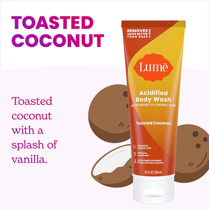 Lume Acidified Body Wash - 24 Hour Odor Control - Removes Odor Better than Soap - Moisturizing Formula - Formulated Without SLS or Parabens - OB/GYN Developed - 8.5 ounce (Peony Rose)