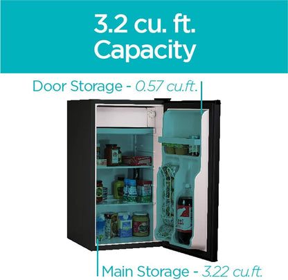 BLACK+DECKER BCRK17B Compact Refrigerator Energy Star Single Door Mini Fridge with Freezer, 1.7 Cubic Feet, Black