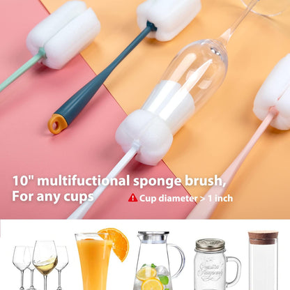 Holikme 8 Pack Bottle Brush Cleaning Set, Long Handle Bottle Cleaner for Washing Narrow Neck Beer Bottles Wine Decanter Narrow Cup Pipes Sinks Cup Cover, White