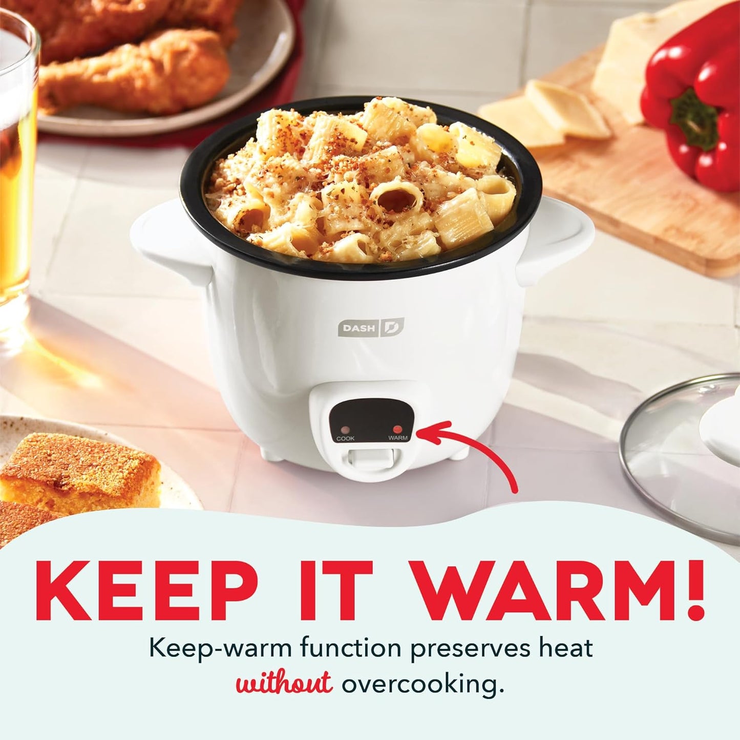 DASH Mini Rice Cooker Steamer with Removable Nonstick Pot, Keep Warm Function & Recipe Guide, .5 Quart, for Soups, Stews, Grains & Oatmeal - Aqua