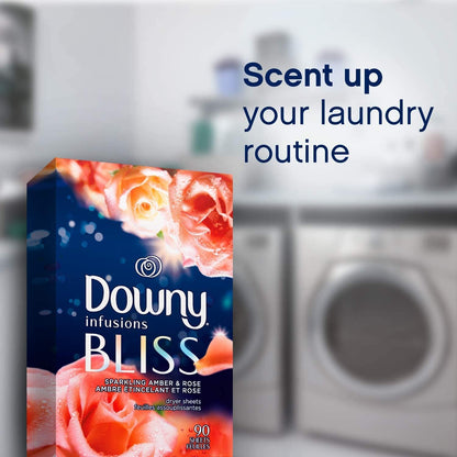 Downy Infusions Mega Dryer Sheets, Laundry Fabric Softener, CALM, Lavender and Vanilla Bean, 180 Count (3 box of 60 sheets)