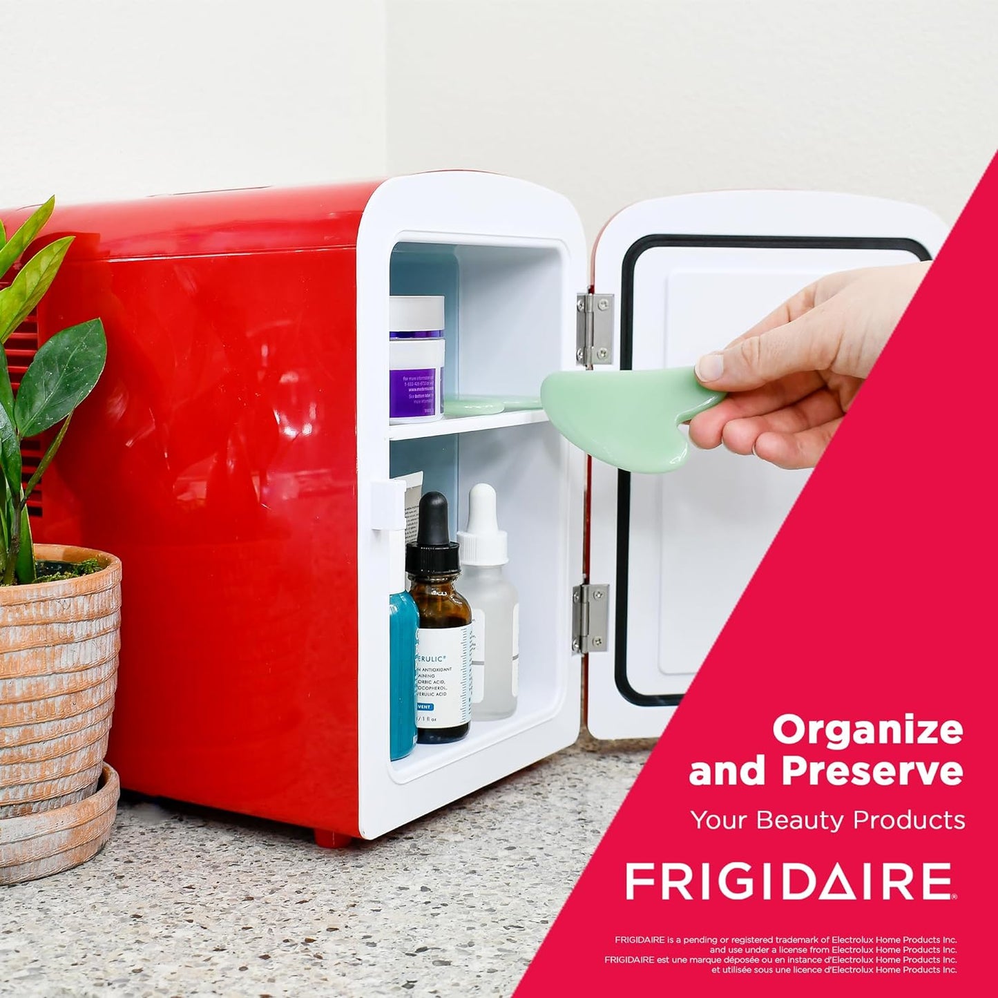 Frigidaire Retro Mini Fridge Cooler, 4L Capacity Chills 6 12oz Cans, 100% Freon-Free & Eco Friendly, Portable Fridge for Car, Office, Bedroom, Dorm Room, or Cabin - 9.84"D x 7.09"W x 10.35"H (Pink)