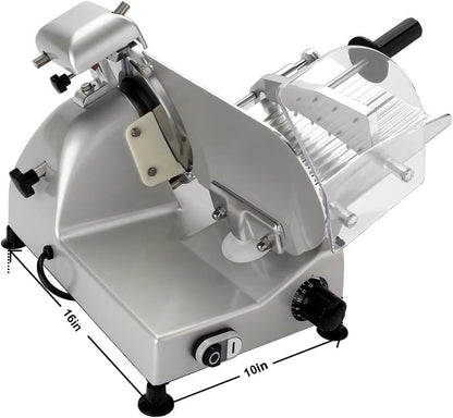 10" Premium Chromium-plated Steel Blade Electric Deli Meat Cheese Food Slicer Commercial and for Home use 240W BESWOOD250