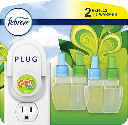 Febreze Plug in Air Fresheners, Gain Original Scent, Odor Eliminator for Strong Odors, Scented Oil Refill (3 Count)