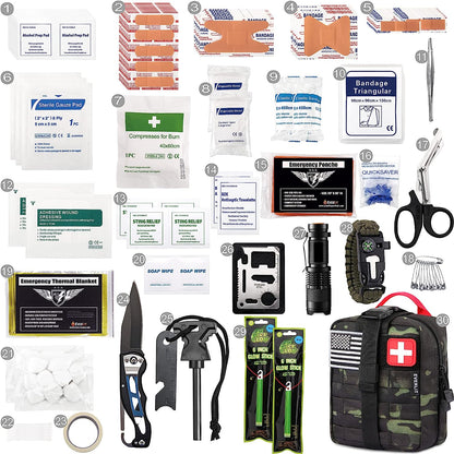 EVERLIT 250 Pieces Survival First Aid Kit IFAK EMT Molle Pouch Survival Kit Outdoor Gear Emergency Kits Trauma Bag for Camping Boat Hunting Hiking Home Car Earthquake and Adventures