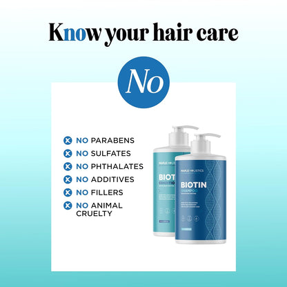 Volumizing Biotin Shampoo and Conditioner Set - Sulfate Free Shampoo and Conditioner for Dry Damaged Hair Care - Thinning Hair Shampoo and Conditioner with Nourishing Biotin and Rosemary Oil (8oz)