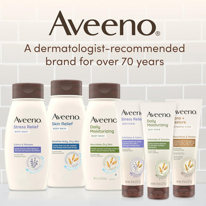 Aveeno Daily Moisturizing Body Wash, Body Wash for Dry Skin with Soothing Oat, Creamy Shower Cleanser, Gentle, Soap-Free and Dye-Free, Lightly Scented Body Wash, 33 FL OZ
