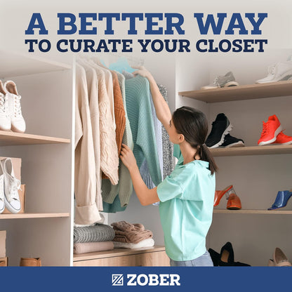 Zober Velvet Hangers 50 Pack - Heavy Duty Black Hangers for Coats, Pants & Dress Clothes - Non Slip Clothes Hanger Set - Space Saving Felt Hangers for Clothing